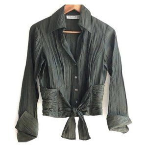 FARINAZ TAGHAVI crinkle Tie Waist Artsy Blouse